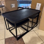 Set van 3 salontafels, zwart liquid metal